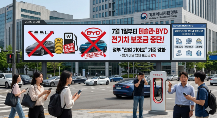 "테슬라·<b>BYD 보조금</b> 0원?" 7월부터 수입 전기차 사면 '내 돈... 