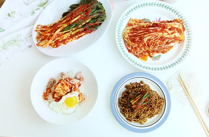 실비김치 실비파김치 맛있게 매운김치 참치덮밥 만들기