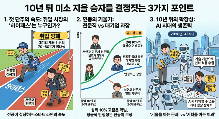  취업률 50%의 서연고 문과, 대기업 프리패스 건동홍 공대를 이길 수 있을까?