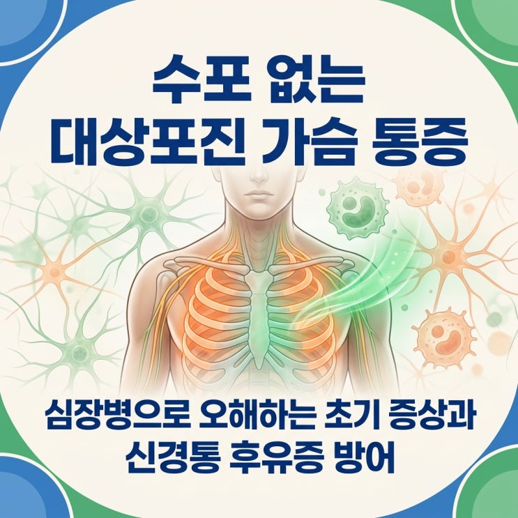  수포 없는 대상포진 가슴 통증, 심근경색 오해하는 초기증상 감별 및 대상포진 후 신경통 후유증 한의원 치료