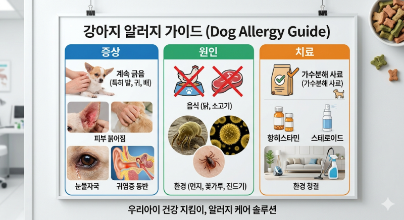 강아지 피부병 종류 & 치료 총정리 (증상별 원인부터 약까지)