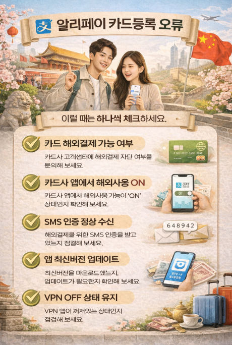 알리페이 카드등록 방법 최신 정리 등록 오류 안됨 문제 해결 및 확인