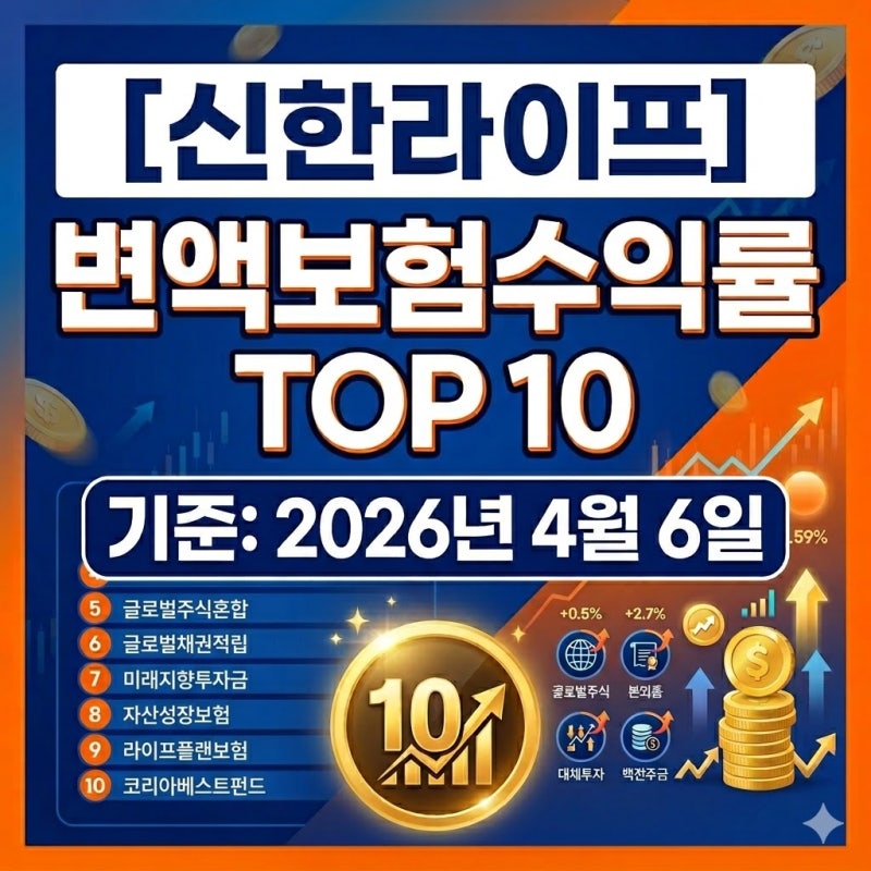 [신한라이프/신한생명]26년4월 6일 기준 변액보험 수익률 TOP10