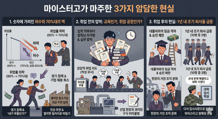  90%에서 70%로 추락한 취업률, 마이스터고 '고졸 취업'의 골든타임이 지나가나
