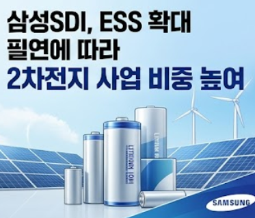  삼성SDI, ESS 확대 필연에 따라 2차전지 사업 비중 높이고 있어요