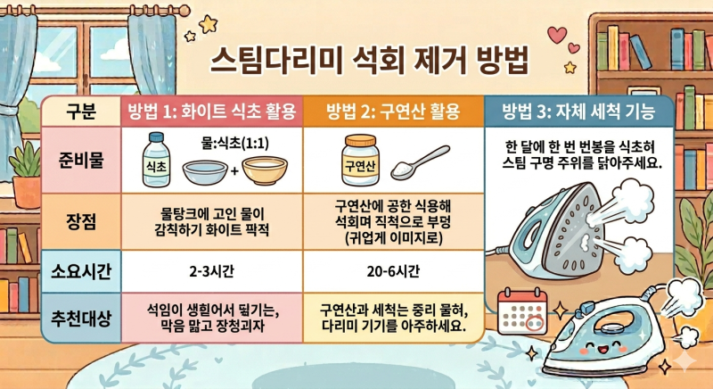스팀다리미 석회 제거법 하얀 가루와 스팀 약화 한 번에 잡는 5분 관리술에 대한 정리