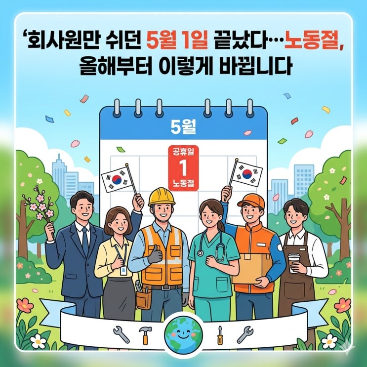  5월 1일 근로자의 날 노동절로 바뀌며 법정공휴일로 지정되다