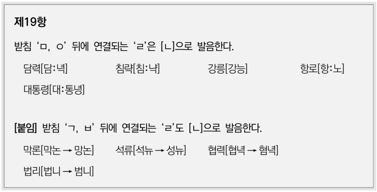  [문법 설명] 음운의 변동 - 비음화2(ㄹ의 비음화)