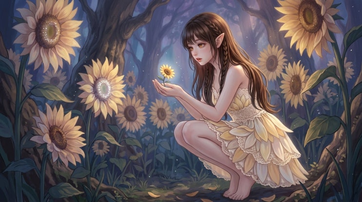  해바라기 소녀 일러스트