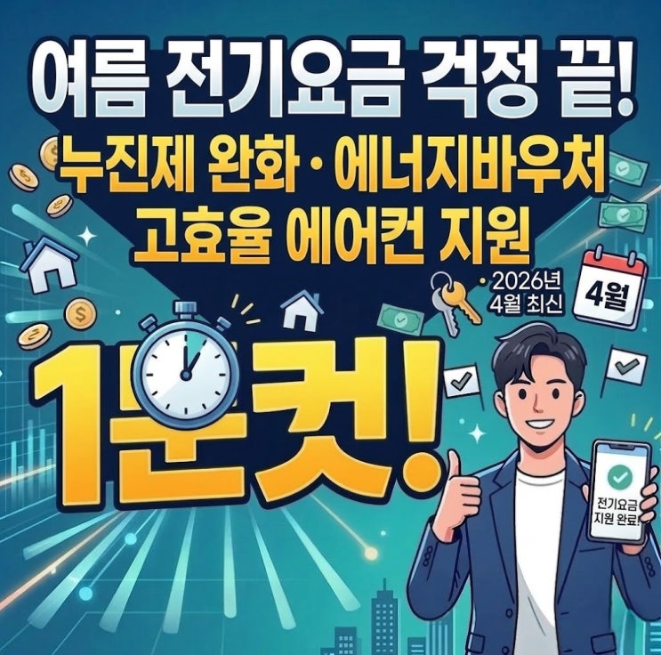  2026년 여름, 전기요금 걱정 끝! 누진제 완화부터 에너지바우처, 고효율 에어컨 지원까지 총정리 (2026년 4월 최신)