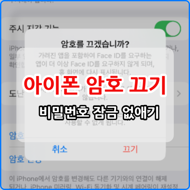 아이폰 암호 끄기 비밀번호 잠금 없애기 과정 알아보기