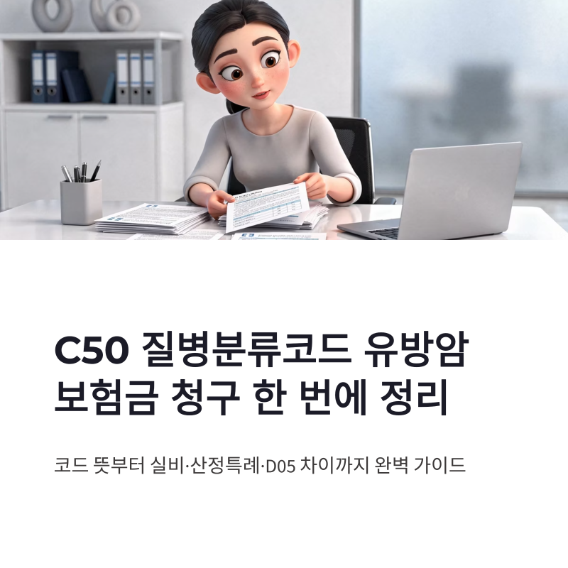 C50 질병분류코드 유방암 보험금 청구, 실비·산정특례·D05 차이까지 한 번에 정리