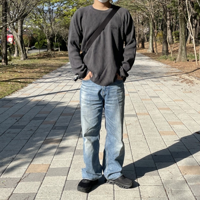스투시 래글런 써멀 와플 롱슬리브 사이즈 추천 및 남자 코디
