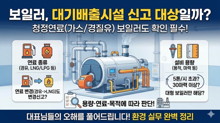  보일러도 대기배출시설 신고가 필요할까｜LNG·LPG·경유 보일러 실무 판단 기준