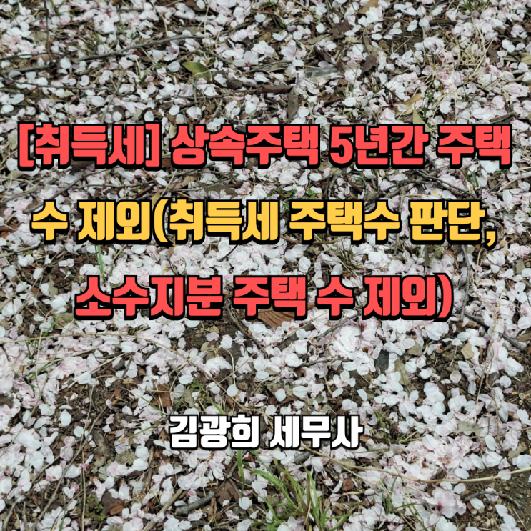  [취득세] 상속주택 5년간 주택 수 제외(취득세 주택수 판단, 소수지분 주택 수 제외)