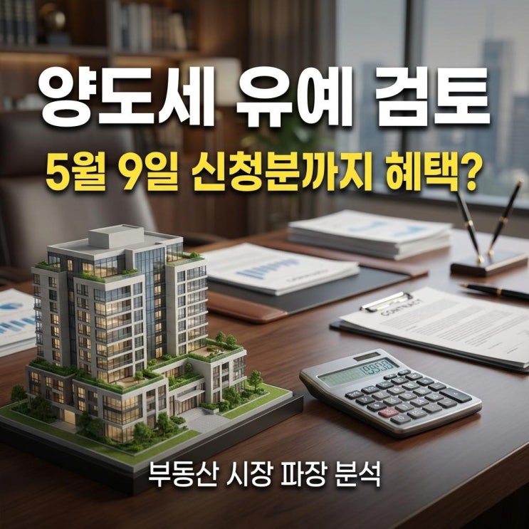 양도세 유예 검토 5월 9일 신청분까지 혜택? 부동산 시장 파장 완벽 분석