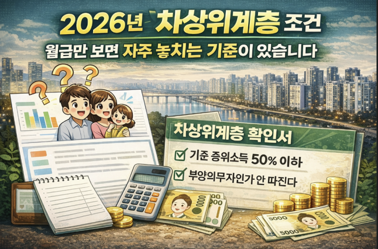  2026년 차상위계층 조건, 월급만 보면 자주 놓치는 기준이 있습니다