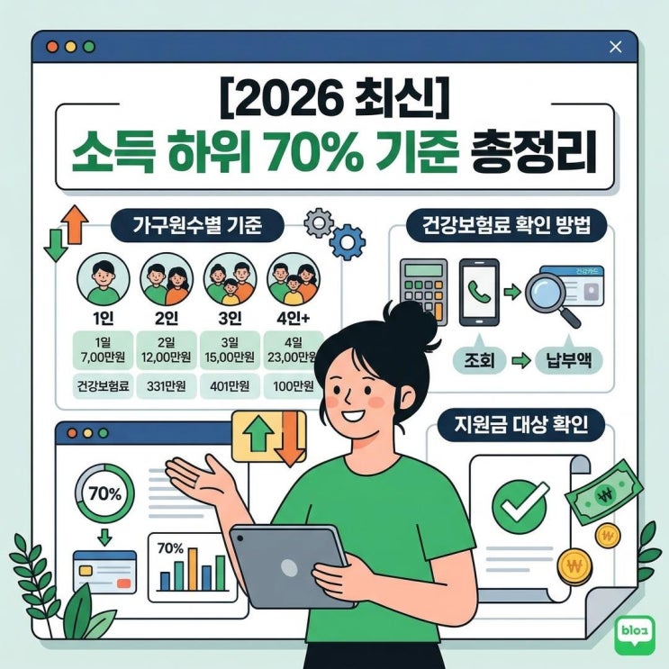  각종 정부지원금 26년 소득하위 70% 기준