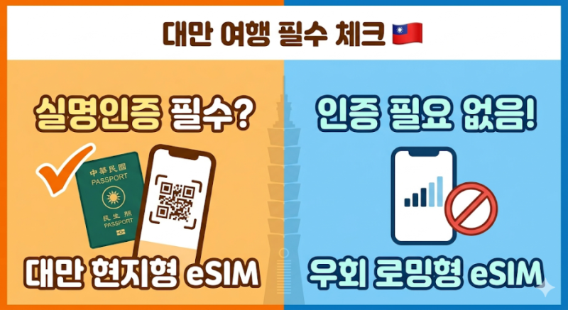 2026 대만 eSIM 실명인증 총정리: 여권 등록 방법 vs 인증 없는 이심 비교
