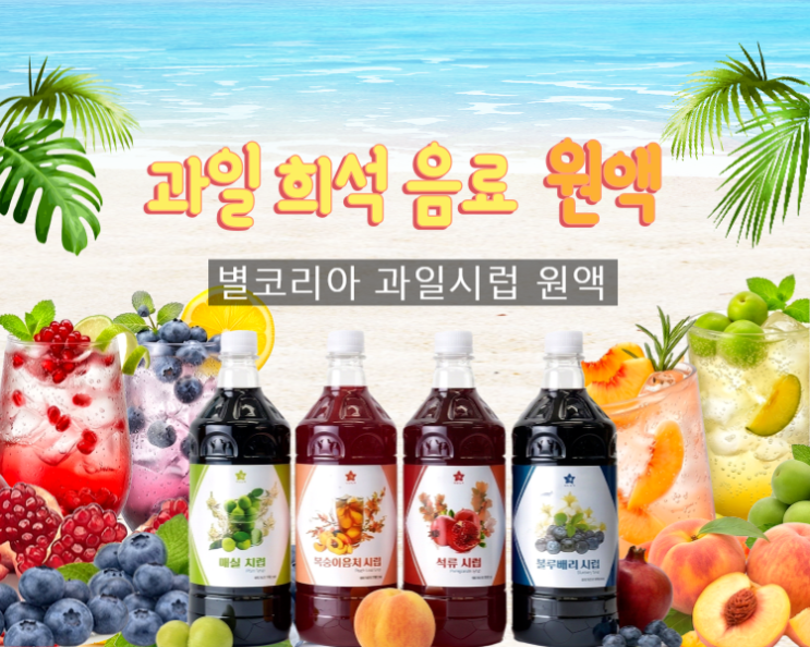 쥬스기 희석음료원액 과일시럽 원액 _ 매실 복숭아 석류 블루베리 / 냉쥬스기 음료수