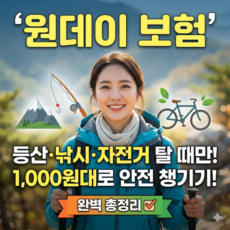  등산·낚시·자전거 탈 때만 가입하는 '원데이 보험', 1,000원대로 안전 챙기는 법 (총정리)