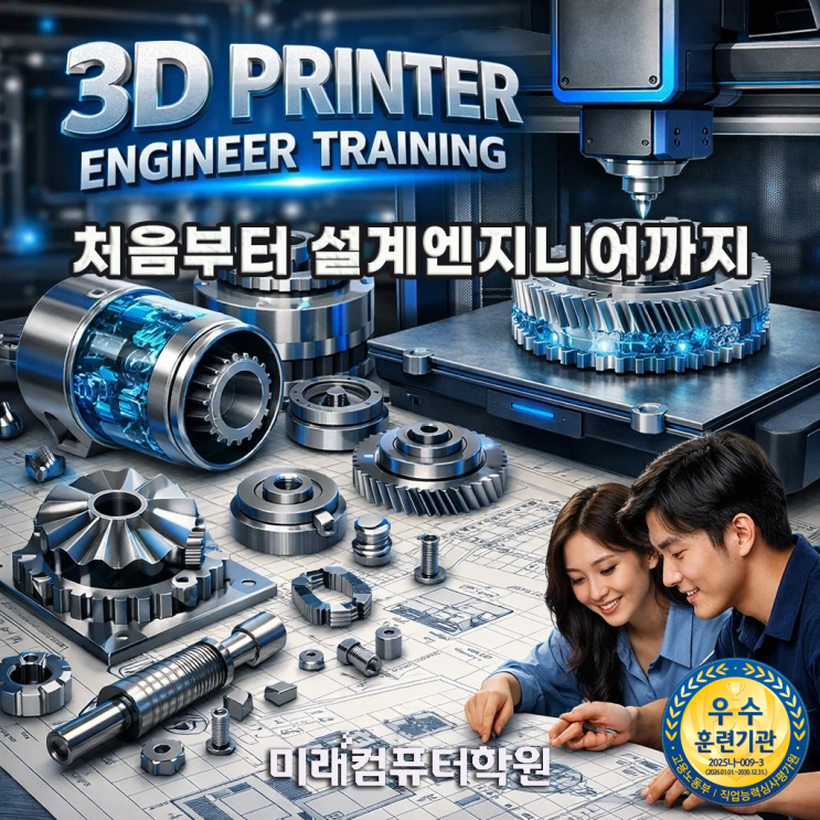  부산·김해·양산 3D프린터 교육 추천! AutoCAD·Inventor·CATIA·Fusion360 배우고 포트폴리오 제작→설계엔지니어 취업까지 (국비지원 무료)