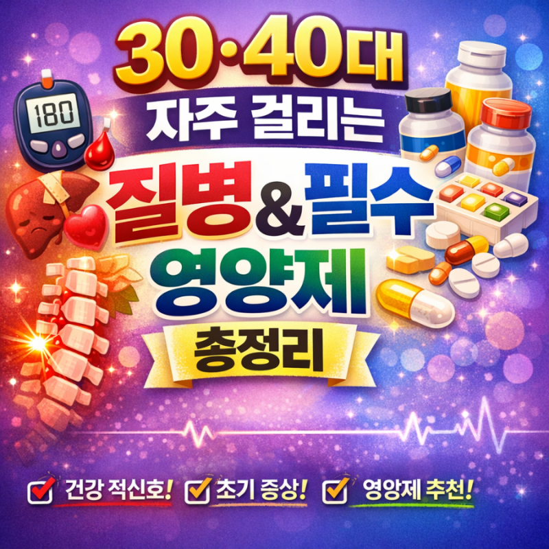 30·40대 자주 걸리는 질병 & 필수 영양제 총정리 (건강 적신호부터 관리,당뇨,고혈압,고지혈증....