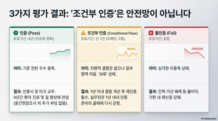  4주기 요양병원 인증평가: '인증' vs '조건부 인증'의 결정적 차이와 판정 기준