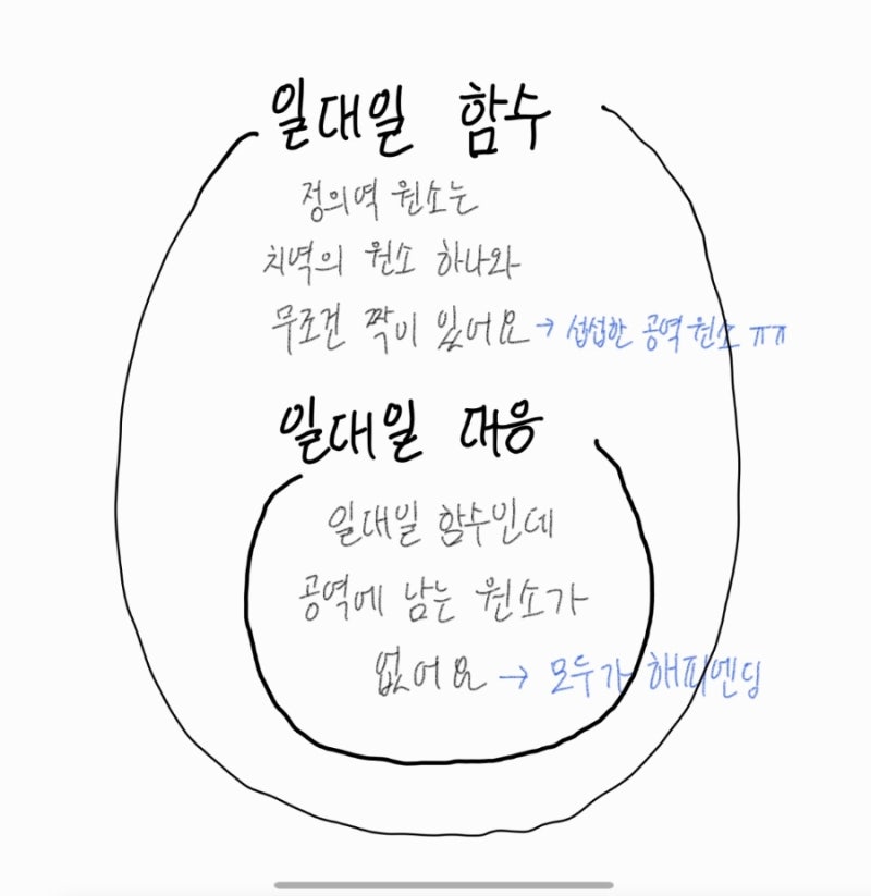 일대일 함수 vs 일대일 대응
