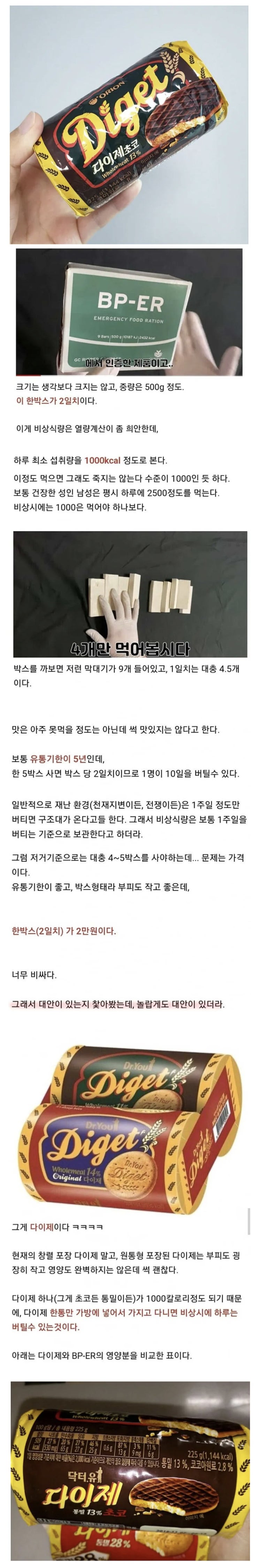  긴급 생존 음식으로 과자 다이제를 추천 해주는 이유