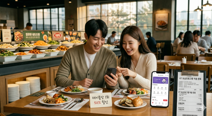  KT 보상프로그램 빕스 50% 할인 | 테이블당 1회 의미 | 2인 결제 금액