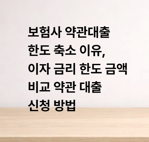 보험사 약관대출 한도 축소 이유, 이자 금리 한도 금액 비교 약관 대출 신청 방법