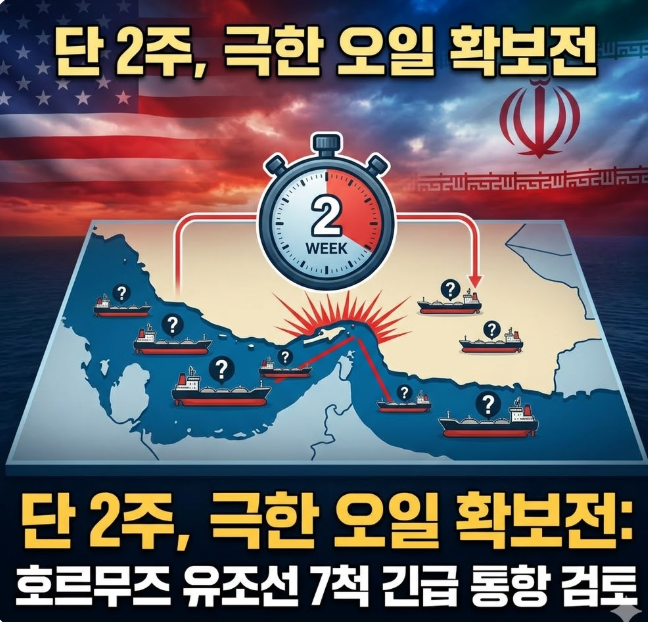  “단 2주, 극한 오일 확보전 터졌다” 호르무즈 유조선 7척 통항 검토 배경은?