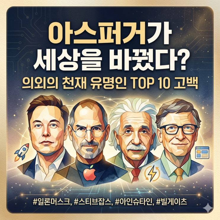  아스퍼거 유명인 리스트 (의외의 인물 TOP 10)