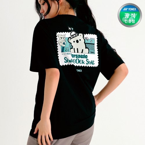 밋밋한 블랙에 귀여움 한 스푼, 요넥스 253TS037U 배드민턴 오버핏 반팔티셔츠 블랙 데일리웨어....