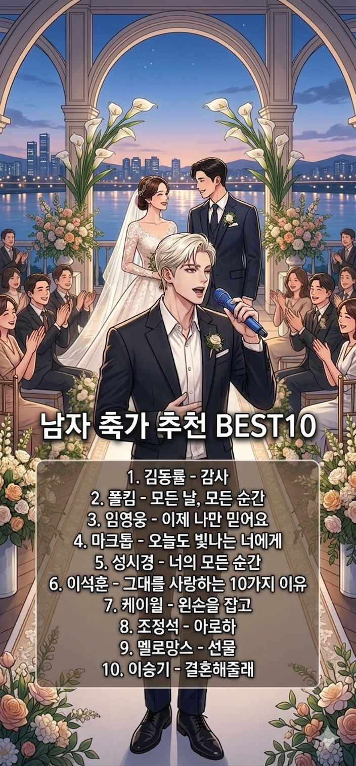 [남자 축가 추천 BEST 10] 결혼식 분위기를 살려줄 완벽한 선곡 리스트 [ 남자축가추천 축가노....