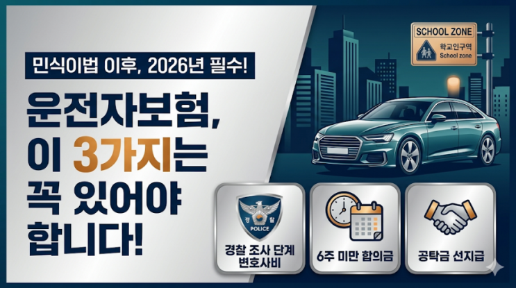  2026년 운전자 보험, 민식이법 이후 '이 특약' 없으면 무용지물? (필수 특약 3가지)