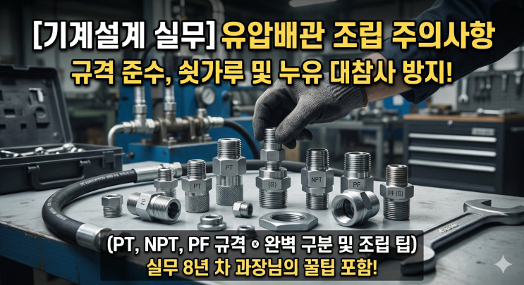  [기계설계 실무] 유압배관 조립 주의사항(PT, NPT, PF)