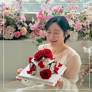부산 브라이덜 샤워 케이크 내돈내산 생화 주문 제작 케이크 서면 파스텔룸 주차