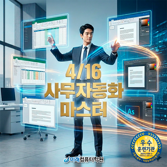  부산 진구 사무자동화 실무 과정, 4월 16일 개강 확정! 국비지원으로 기초부터 자격증까지 한 번에 끝내기