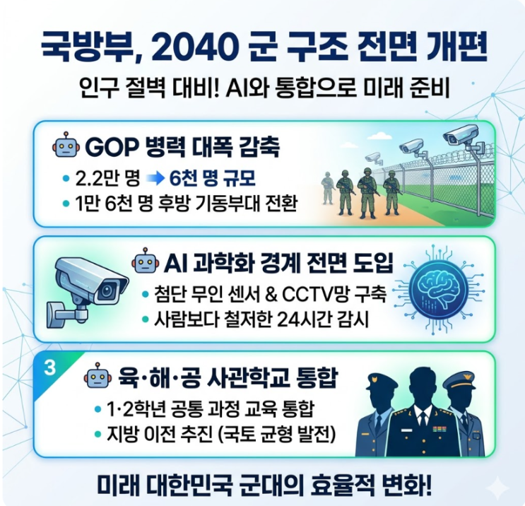 병력 4분의 1로 감축? <b>국방부 사관학교 통합</b>, AI 도입 군 개편