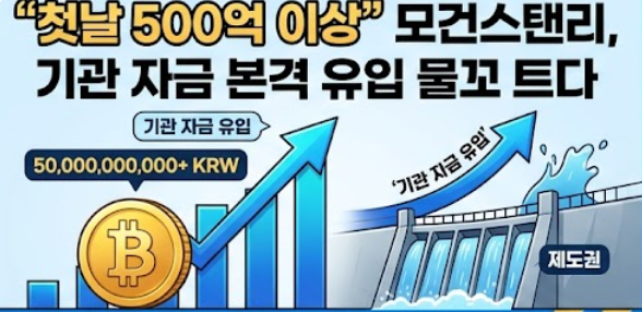  “첫날 500억 이상” 모건스탠리 비트코인ETF, 기관 자금 본격 유입 물꼬 트다