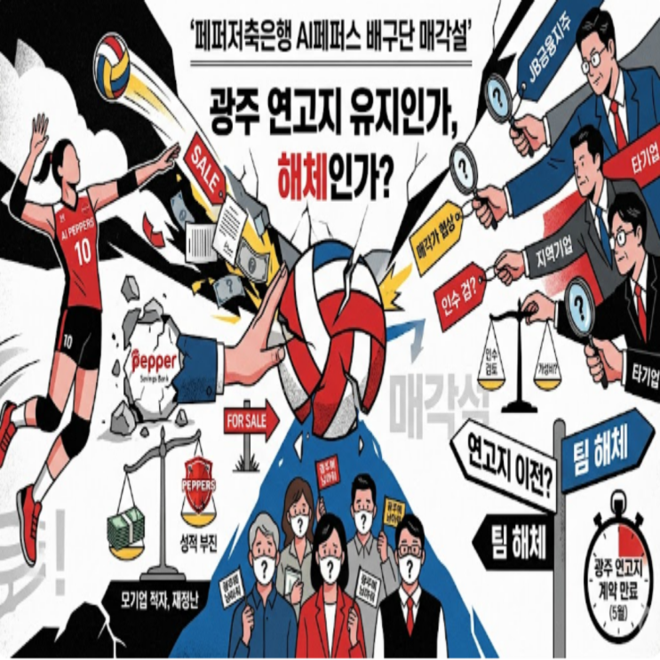 AI페퍼스 해체 위기!! 일단 모구단 페퍼저축은행은 해체보다는 연고지 이전을 포함한 매각에 초점!! 5시즌만에 최악의 위기 상황에 빠졌다!!