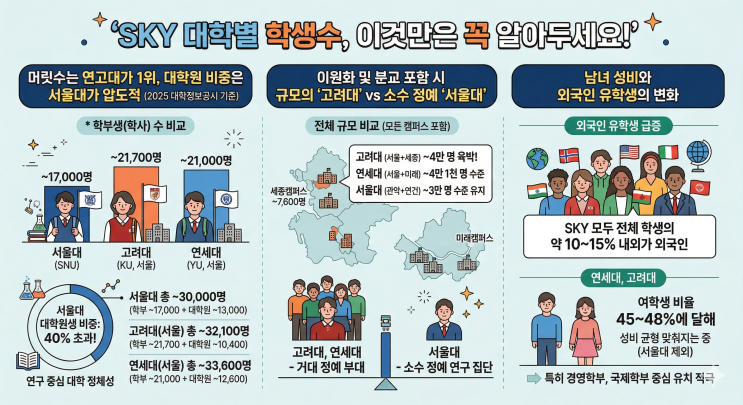  2026 SKY 학생수 전격 비교! 서울대보다 연고대에 학생이 더 많다고?