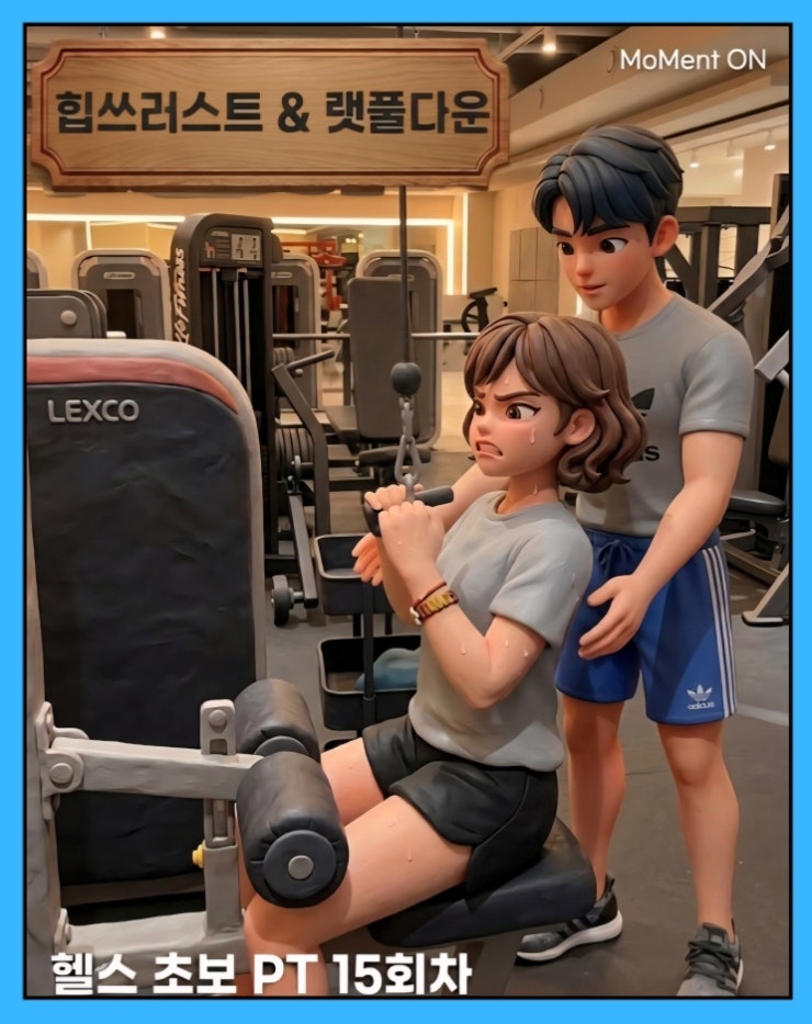  헬스 초보 전신 운동 | 힙쓰러스트, 랫풀다운,이너체스트프레스[PT 15회차]