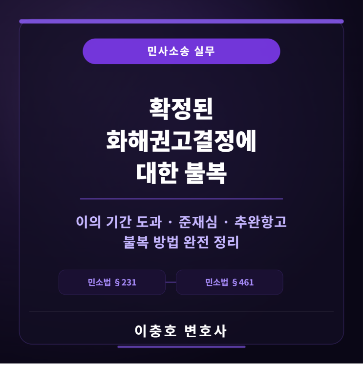  확정된 화해권고결정에 대한 불복