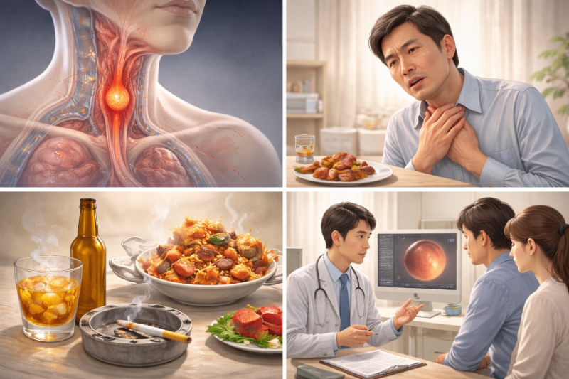 음식을 삼키기 불편하다면? 식도암 초기 증상부터 원인 치료방법 생존율 좋은음식 나쁜음식....