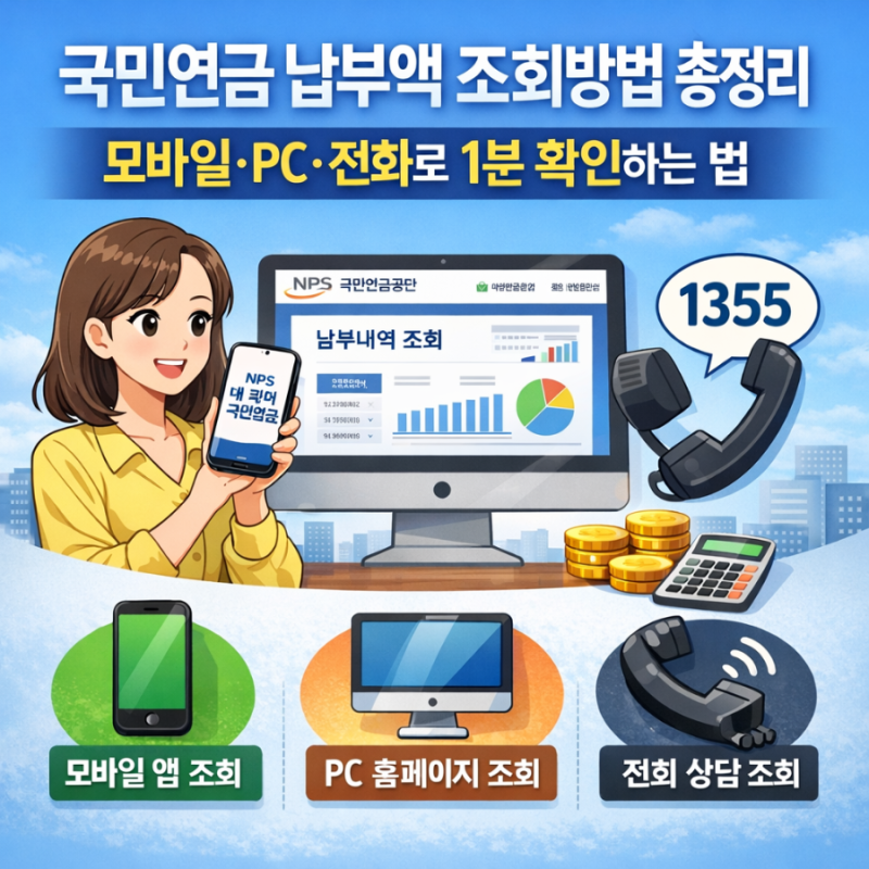 국민연금 납부액 조회방법 총정리 모바일·PC·전화로 1분 확인하는 법