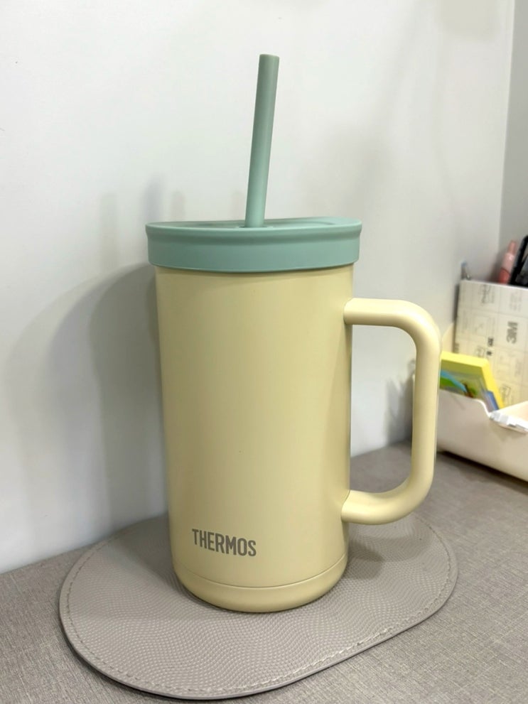 써모스 스트로 텀블러 라임옐로우 추천 (720ml 대용량 손잡이 식기세척기) 컵앤텀블러