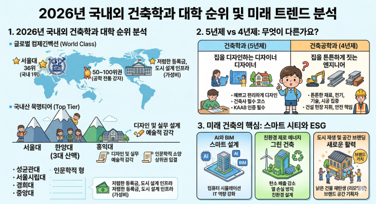  공간에 가치를 더하는 설계자, 2026 전국 건축학과 순위 및 진로 가이드